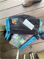 Bass Pro Shop canvas fishing bag with contents