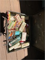 Box with vintage fishing lures & lure boxes