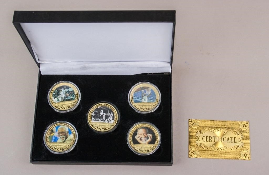 NBA Legend Bill Russell Gold-plate Coins w/ COA