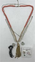 Iridescent & Sparkle Jewelry Lot Necklaces & Clip