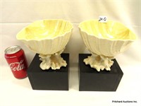 Outstanding Pair Of Large Belleek Shell Vases