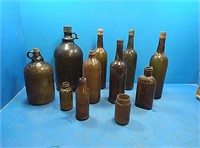 Assorted brown bottles