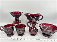 Avon Ruby red Cape Cod serving dishes