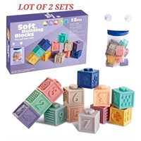 New Lot of 2 SETS - 12 Pcs Embossed Soft Building