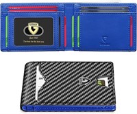 Blue & Black Italian Leather Men's Slim Wallet