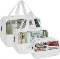 NOOZION CLEAR FROSTED MEKEUP BAG 3 PIECES WHITE