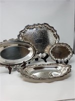 Silverplated Serving Pieces Scalloped Edges