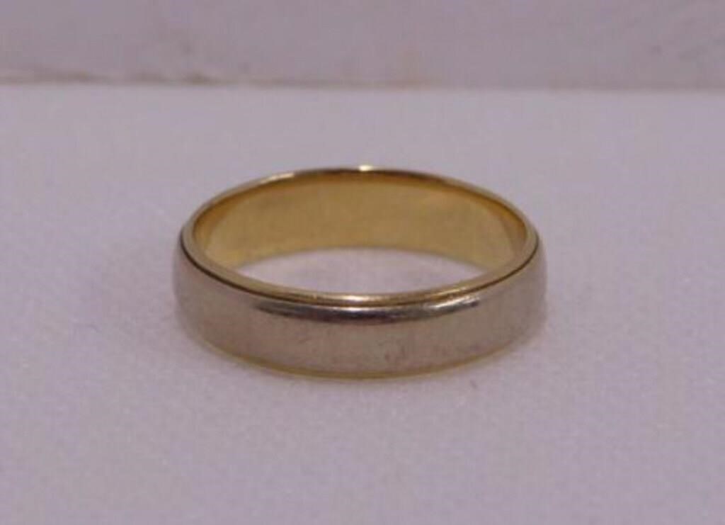 14K white & yellow gold wedding band ring,