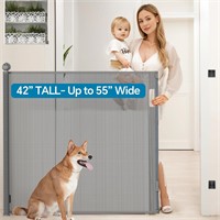 $56  Extra Tall Adjustable Baby Gate  42x55  Gray