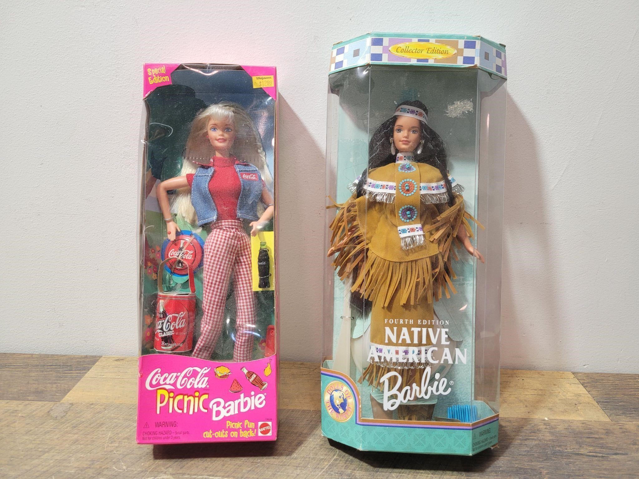 NOS Coca-Cola and Native American Barbie.