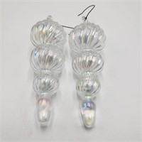 Pair of Opalescent  Art Glass Christmas Ornaments