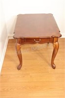 Single Drawer Wood Side Table w Queen Anne Legs