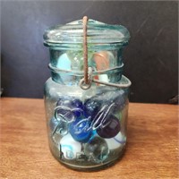 Antique Ball Jar Full of old Marbles