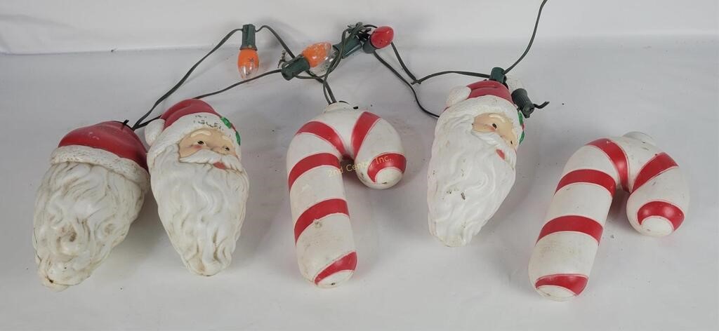 Candy Cane Santa Blow Mold String Lights