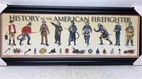 40X15 FRAMED ART-HISTORY OF THE U.S. FIREFIGHTER