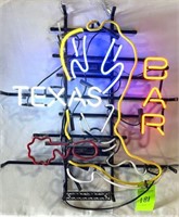 Neon Sign; "Texas Bar", Boot Does Not Light Up