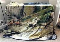 Queen/full Mustang horse themed blanket - like