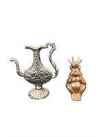 Cast Iron Frog Prince & Teapot Figure