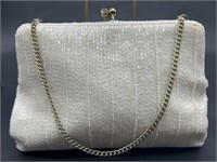 Richere Formal Gray Beaded Designer Evening Bag