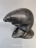 Larger Soapstone Carving Walrus 1353 Signed Peter