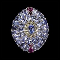 Natural Tanzanite Rhodolite Sapphire Ring