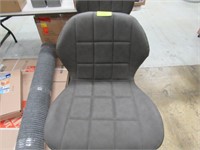 PAIR OF GREY FAUX LEATHER UPHOLSTERED BAR SEATS