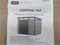 KETER CORTINA 9' X 7' GARDEN SHED, UNASSEMBLED IN