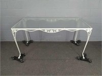 Vintage Wrought Iron Table With Glass Top