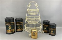 Metal Canisters & 3 Tier Wire Basket