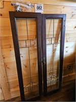 Leaded glass cabinet doors (2) 44.5" x 12"