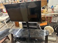 TV with Entertainment stand, glass shelves