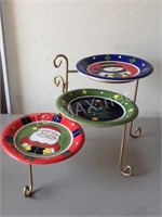 Plate Serving Stand with Christmas Plates