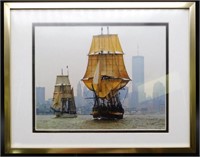 FRAMED SAILBOAT PHOTOGRAPH VINTAGE ANTIQUE