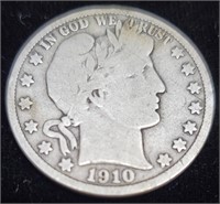 1910 S Barber Half Dollar Silver Coin