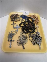 Assorted Rosaries - qty 7 / 1 Cross Brooch