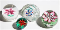 ASSORTED LAMPWORK PAPERWEIGHTS, LOT OF FOUR,