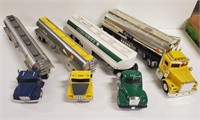 Lot of 4 toy semi tanker truck toys