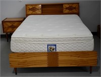 Double Bed Frame Pillow Top Mattress & Night Table