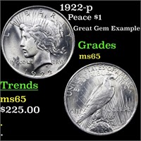 1922-p Peace $1 Grades GEM Unc