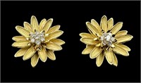 Floral .52 Carat Diamond 18K Gold Earrings
