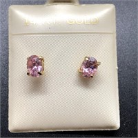 14k Gold Pink Ice Stud Earrings