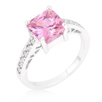 Princess 2.10ct Pink Tourmaline & White Topaz Ring
