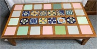Multicolored Wooden Coffee Table W/ Tile Top