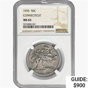 1935 Connecticut Half Dollar NGC MS65