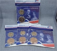 4 Presidential dollars and spouse medal set
