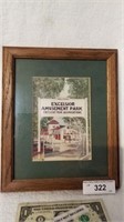 Vintage wood frame Excelsior amusement park print