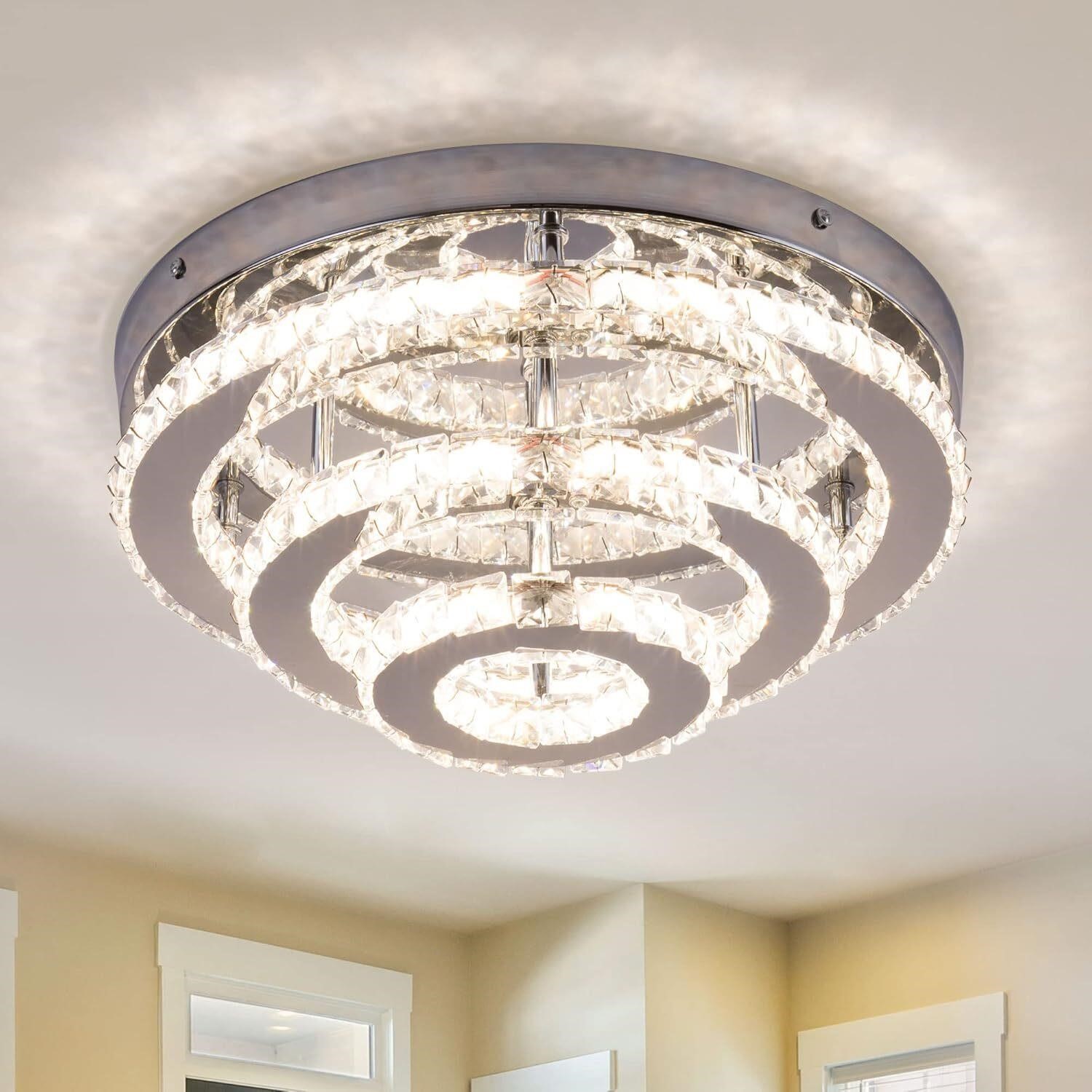 13.8 Flush Mount Crystal Chandelier LED