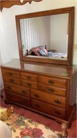 Dresser with glass top, Mirror 10 Drawers