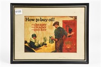 SHELL MOTOR OIL"HOW TO BUY OIL" FRAMED ADVERTISING