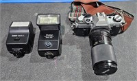 Bag w/ Canon AE-1 35mm Film Camera, Tele Photo